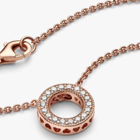 Pandora Logo Pavé Circle Collier Necklace - Picture 1 of 11